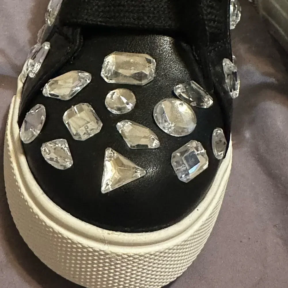 LAUREN LORRAINE NEW IN BOX HILANA BLACK EMBELLISHED HIGH TOP SNEAKERS Size 5.5 - Picture 2 of 15